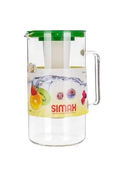 Borosilikat Cam Sürahi, 2,5 L, Buz Hazneli, Yeşil Kapaklı