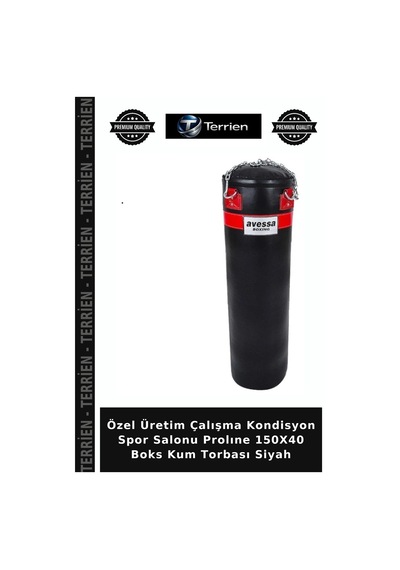 Özel Üretim Çalışma Kondisyon Spor Salonu Prolıne 150x40 Boks Kum Torbası Siyah