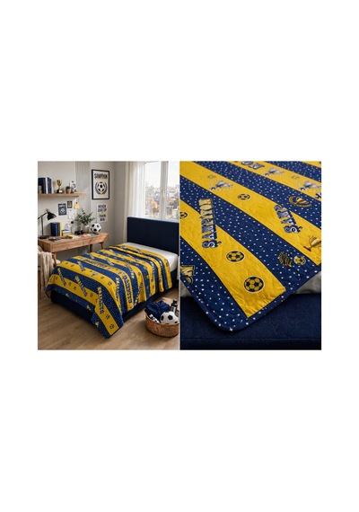Tek Kişilik Elyaf Dolgulu Kapitone Şampiyon Tasarımlı Sarı Lacivert Çok Amaçlı Yatak Örtüsü 155x215 Cm Çift Taraflı Lacivert Lacivert Tek Kişilik Elyaf Dolgulu Kapitone Şampiyon Tasarımlı Sarı Lacivert Çok Amaçlı Yatak Örtüsü 155x215 Cm Çift Taraflı Lacivert Lacivert