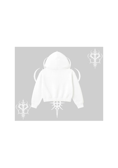 Tarzsokak Beyaz Crop Kapşonlu Sweatshirt Özel Logolu