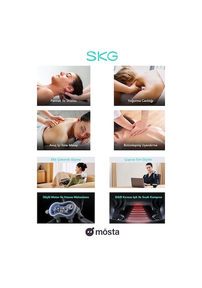 Skg H7 Boyun Ve Omuz Masaj Aleti, Shiatsu Masaj Terapisi, Fototerapi, Yoğurucu Derin Doku Gri