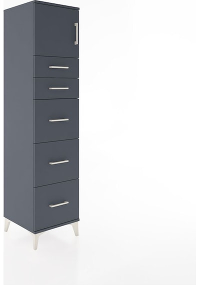 Hyperion Dolap Tek Raflı 5 Çekmeceli Tek Kapaklı 44x44x182 An... Antrasit