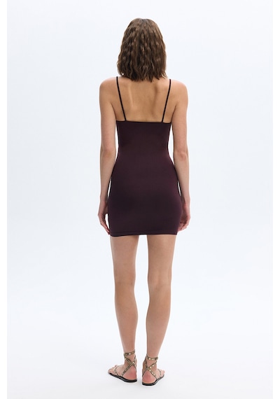 SubTone İp Askılı Dikişsiz Esnek Mini Elbise Burgundy Bordo