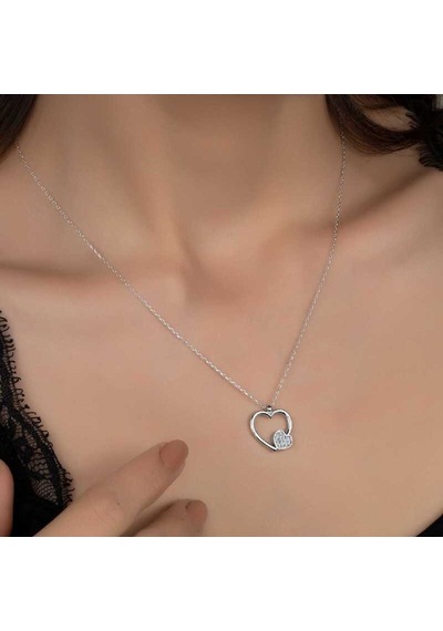 Swarovski Taşlı Gümüş Kalp Kadın Kolye (551181402)