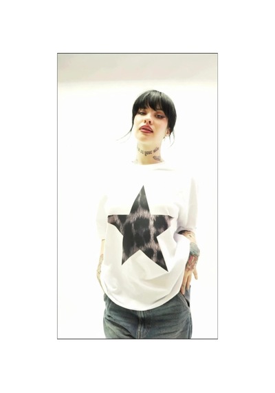 Startmore Starz Leopar Baskılı "v2" 24/1 Oversize Unisex Beyaz Beyaz