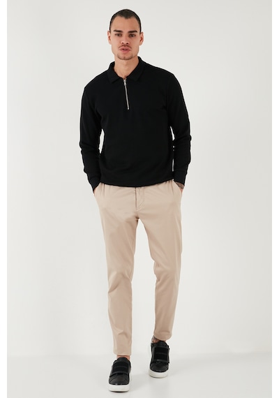 Buratti Pamuklu Regular Fit Yarım Fermuarlı Polo Yaka Erkek Sweat 5905805 Siyah