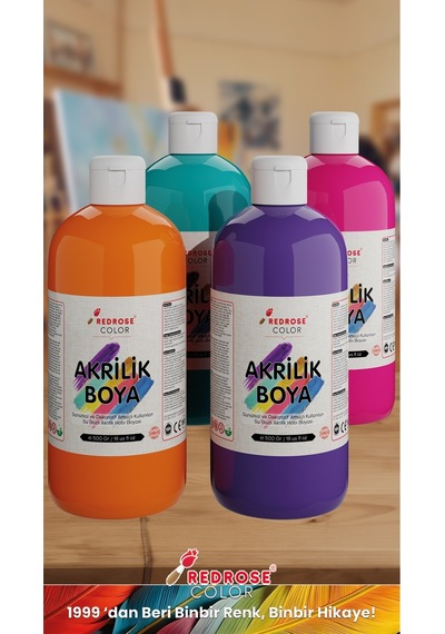 Red Rose Fantezi Renkler Akrilik Boya 4'lü Set 4 x 500  G