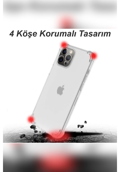 Apple Uyumlu  iPhone 11 Pro Max Kamera Korumalı Airbag Şeffaf Antishock Köşe Korumalı Antishock Silikon Kılıf