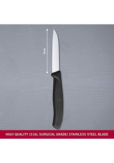 6.7403 Swissclassic 8cm Düz Soyma Bıçağı, Siyah Çok Renkli
