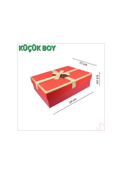 Fiyonklu Kutu Küçük Boy, 24 X 17 X 6,5 Cm - Kırmızı