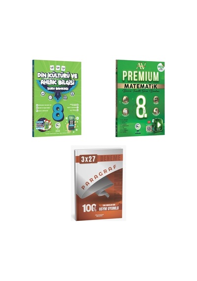 2027 Av 8. Sınıf Din Kültürü Ve Ahlak Bilgisi + Matematik Premium Beceri Temelli Soru + Ankapade 3'lü Set