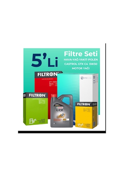 Filtron Hyundai Accent Era 1.5 Dizel Filtre Bakım Seti Castrol Motor Yağlı (2006-2012) 5 Li
