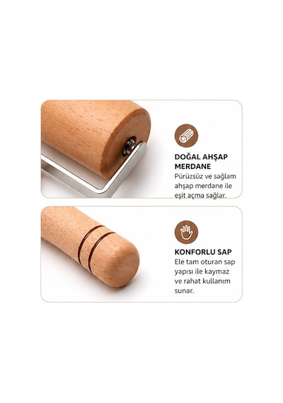 Bambu Merdane Hamur Açma Silindiri Doğal Ahşap Mini Merdane Pratik Hamur Açıcı Alet