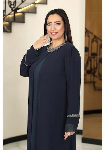 Raika Moda Sultan Büyük Beden Tesettür Abiye Lacivert