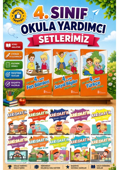 4.sınıf Çıtır Çıtır Türkçe + Fen Bilimleri + Sosyal Bilgiler + Karizmatik Hikaye Seti