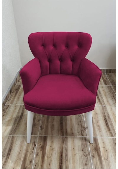 Azra Mobilya Berjer - Tekli Koltuk - Cafe -çay Seti Koltuğu -balkon Koltuğu-bahce Koltuğu Beyaz Ayak - Fuşya Fuşya