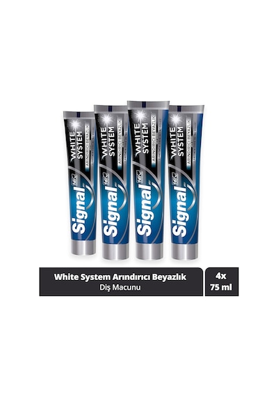 Signal White System Beyazlık Aktif Karbon Diş Macunu 4 x 75 ML