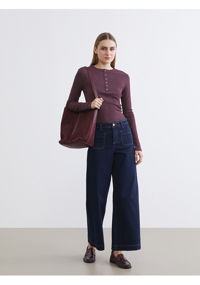 Lcwaıkıkı Classic Bordo Bisiklet Yaka Fitilli Kadın Body