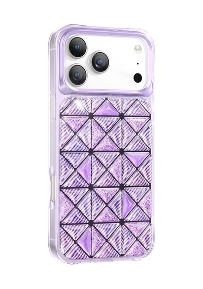 İphone 18 Pro Max Uyumlu Kılıf 3d Buz Blok Desenli Zore Paris Kairo Tpu Kapak Mor
