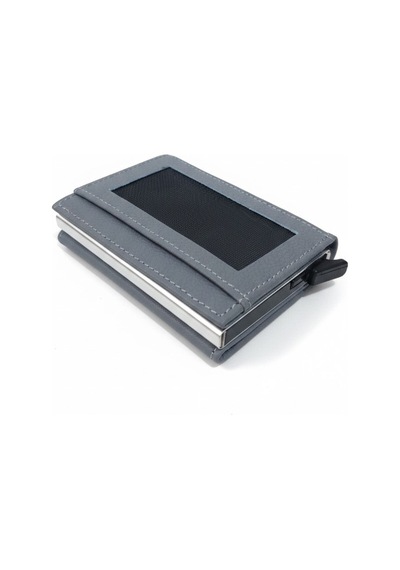 Newish Polo Mekanizmalı Rfid Özellikli Cüzdan Kredi Kartlık - Hakiki Deri Gri
