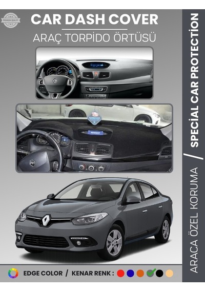 Renault Fluence Navigasyonsuz Küçük Ekranlı 2009-2013 Torpido Örtüsü Göğüs Koruma - 104 Stiloto
