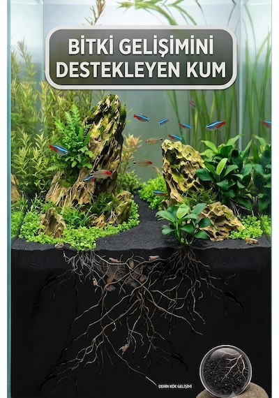 Premium Siyah Bazalt Akvaryum Kumu 5 Kg
