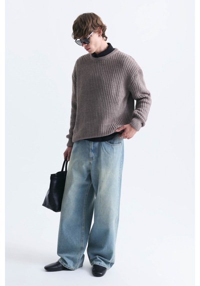 Vamos Oversize Basic Triko Kazak Bej Melanj Vamos Oversize Basic Triko Kazak Bej Melanj