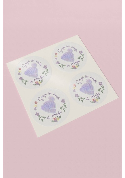 Sevgi İle Örüldü El Emeği Sticker 3x3cm St2323 Çok Renkli