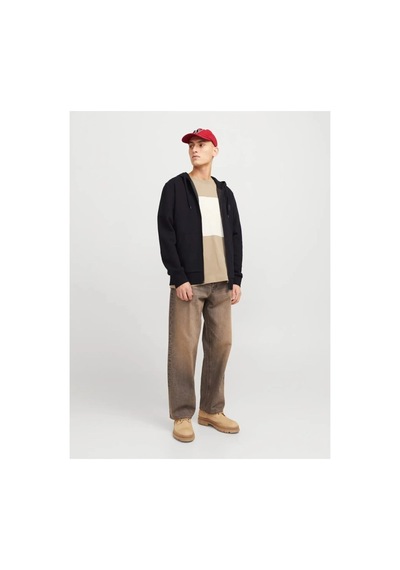 Jack & Jones Jack&jones 12265177 Jjecorp Logo Sweat Zıp Hood Black Sweat Siyah