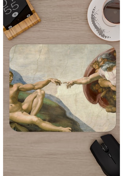 Ademin Yaratılışı Tablo Michelangelo V3 22x18 Gaming Kauçuk Kaymaz Taban Mouse Pad Fare Altlığı