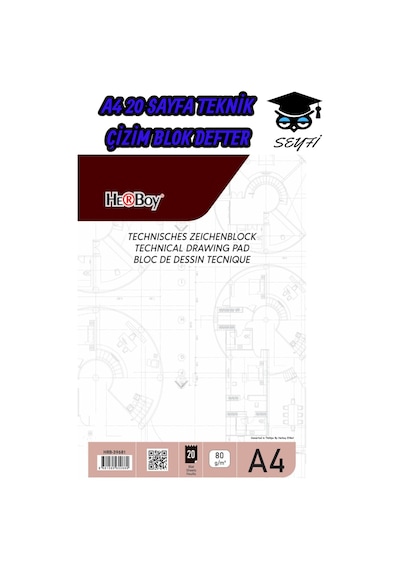 A4 20 Sayfa Teknik Çizim Blok Defter Kopartılabilir Sayfalar Çok Renkli