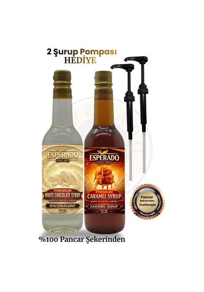 Premıum Karamel - Beyaz Çikolata Aromalı Kahve Şurubu 750 Ml X 2 Adet Diğer