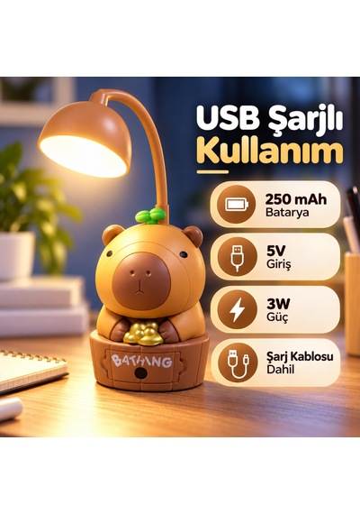 Kapibara Kalemtraşlı Şarjlı Led Masa Lambası, 2 Farklı Işık Modlu, 250 Mah Bataryalı, Esnek Boyunlu, Gizli Kalemtraşlı, Çocuk Odası Ve Masaüstü İçin Dekoratif Gece Lambası, Kml94 Kahverengi Kapibara Kalemtraşlı Şarjlı Led Masa Lambası, 2 Farklı Işık Modlu, 250 Mah Bataryalı, Esnek Boyunlu, Gizli Kalemtraşlı, Çocuk Odası Ve Masaüstü İçin Dekoratif Gece Lambası, Kml94 Kahverengi