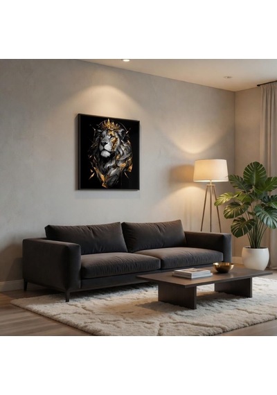 Lexroo Bybars Aslan Kral Temalı Modern Duvar Dekoru 40x50 Cm 3 Mm Forex Tablo Siyah Altın Tasarım