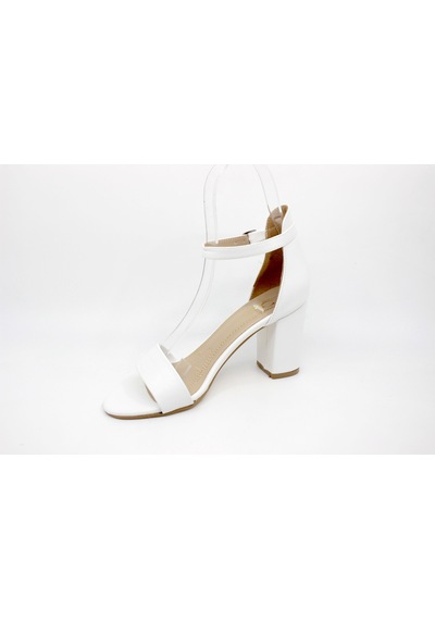 Zerhan 458 Kadın Beyaz Tek Bant Topuklu Ayakkabı Beyaz