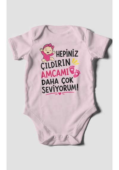 Morivokids Amcaya Özel Kısa Kollu Bebek Body %100 Pamuk Zbn166-kk Bebe Pembe