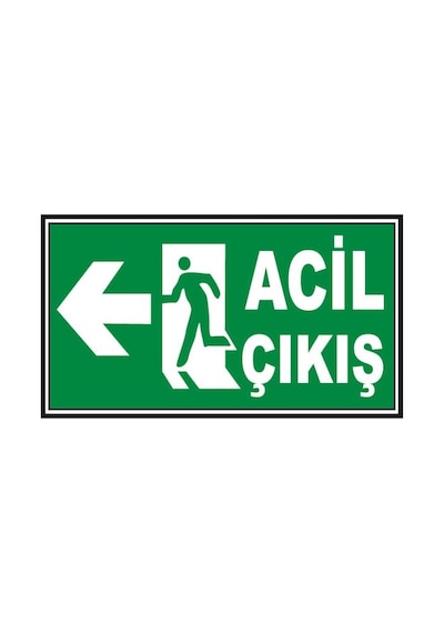 5 Adet Fosforlu Acil Çıkış Levhası - Fotolümenli - Sol Yön