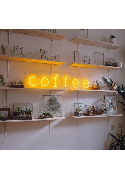 Coffee Neon Işıklı Şeffaf Pleksi
