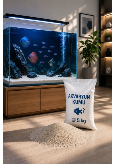 Doğal Akvaryum Kumu Açık Bej 5 Kg İnce Taneli Elenmiş Tozdan Arındırılmış Fırında Kurutulmuş