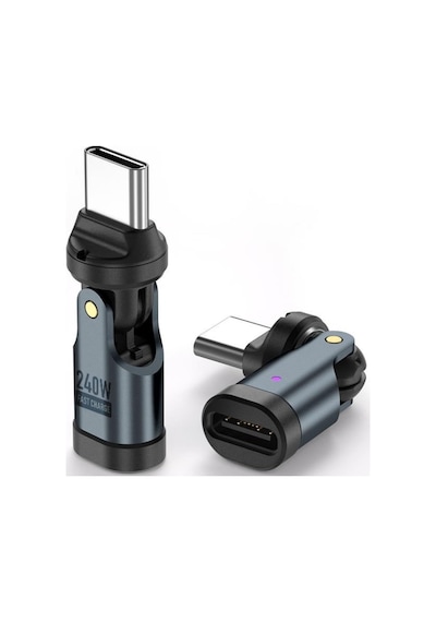 Alfais 0960 Usb Type-c Otg Çevirici Adaptör 540 Döner Pd240w 5a Şarj Veri Dönüştürücü 360 Derece Dönebilen Gövde Ve 180 Derece Bükülebilen Başlık İle Kablo Kırılmalarına Son