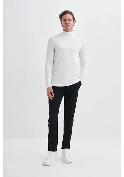 Cazador Slim Fit Viskon Karışımlı Premium Yarım Balıkçı Kazak-30310 Beyaz