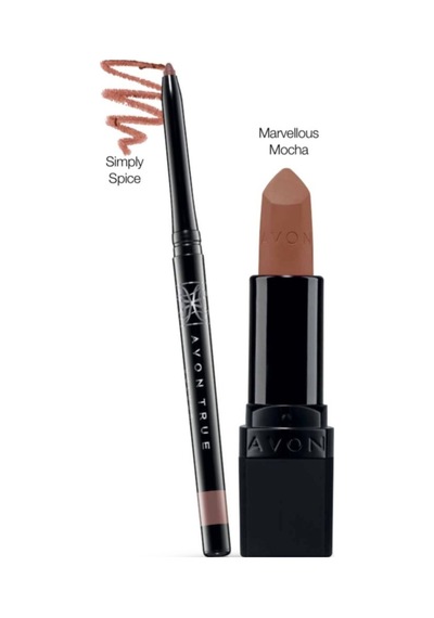 True Perfectly Mat Ruj - Marvelous Mocha Ve Dudak Kalemi - Ultra Glimmerstick Simply Spice Mocha - 252941809 Diğer