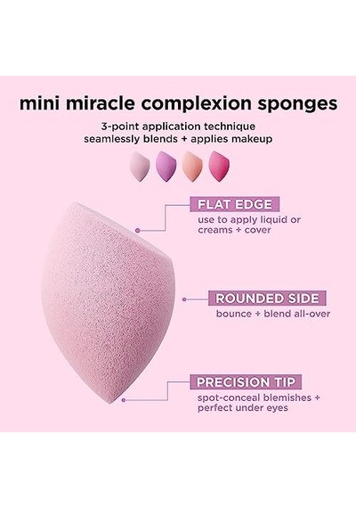 Techniques Techniques 4 Mini Miracle Complexion Sponges - 4 Lü Makyaj Süngeri 1 Paket 1 X 1 Adet