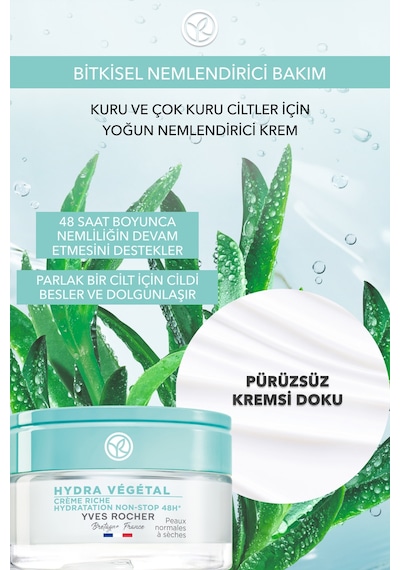 Yves Rocher Çok Kuru Cilt, Aloe Vera&üre&shea, Yoğun Krem-hydra Vegetal Bitkisel Nemlendirici Bakım-50ml