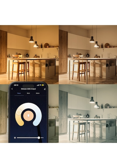 Günsan Akıllı Wifi Led Ampul Beyaz Işık Tuya Ve Smart Life Uygulama Destekli 9w 2700k-6500k Ayarlanabilir Beyaz Işık