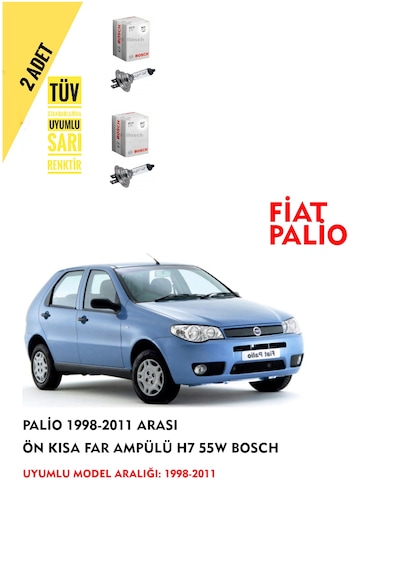 Palio 1998-2011 Arası Ön Kısa Far Ampülü 2 Adet Sarı Renk