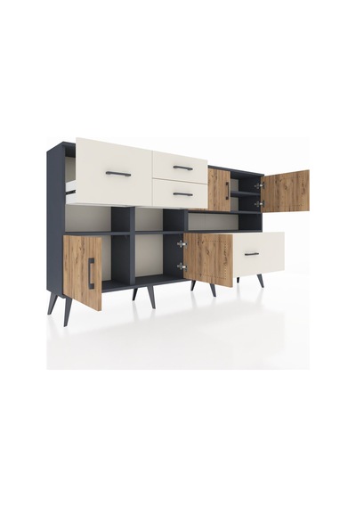 Arges Konsol 5 Raflı 4 Çekmeceli 4 Kapaklı 176x30x99 Antrasit-çam/aytaşı Atlas Çam/aytası - Antrasıt Arges Konsol 5 Raflı 4 Çekmeceli 4 Kapaklı 176x30x99 Antrasit-çam/aytaşı Atlas Çam/aytası - Antrasıt