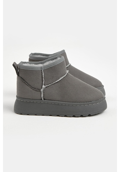 Tonny Black Kalın Poli Taban İçi Kürklü Süet Görünümlü Çocuk Unisex Gri Günlük Bot Tbsz015 Gri
