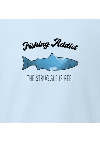 Wildstyle Fishing Addict Struggle Is Reel Balıkçılık Esprili Baskılı Unisex Bisiklet Yaka Pamuklu Tişört Bebek Mavisi