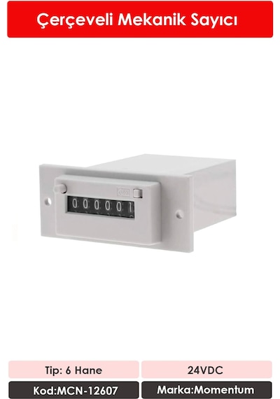 Momentum Mekanik Sayıcı Resetli 6 Hane 24VDC MCN-12607